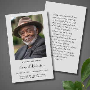 Grey Photo Sympathy Funeral Memorial Card