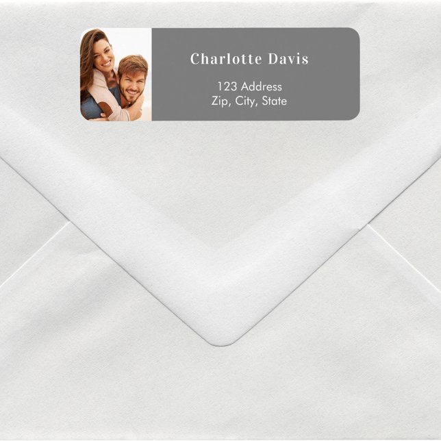 Grey photo wedding return address  (Creator Uploaded)
