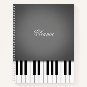 Grey Piano Music Keyboard Custom Notebook