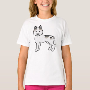 Grey Piebald Siberian Husky Cute Cartoon Dog T-Shirt