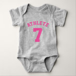 Grey & Pink Baby | Sports Jersey Design Baby Bodysuit<br><div class="desc">Grey & Pink Baby | Sports Jersey Design • Baby Football Bodysuit</div>