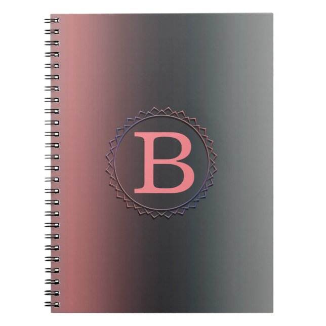 Grey, pink, black gradient, Ombre.  Notebook (Front)