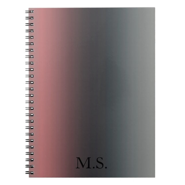 Grey, pink, black gradient, Ombre.  Notebook (Front)