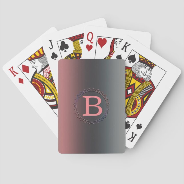Grey, pink, black gradient, Ombre.  Playing Cards (Back)