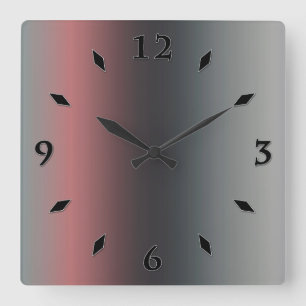 Grey, pink, black gradient, Ombre. Round Clock