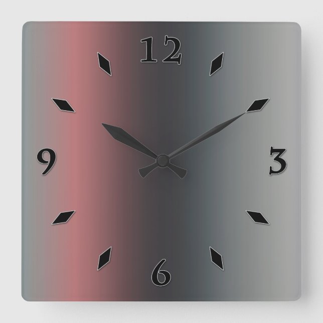 Grey, pink, black gradient, Ombre. Round Clock (Front)