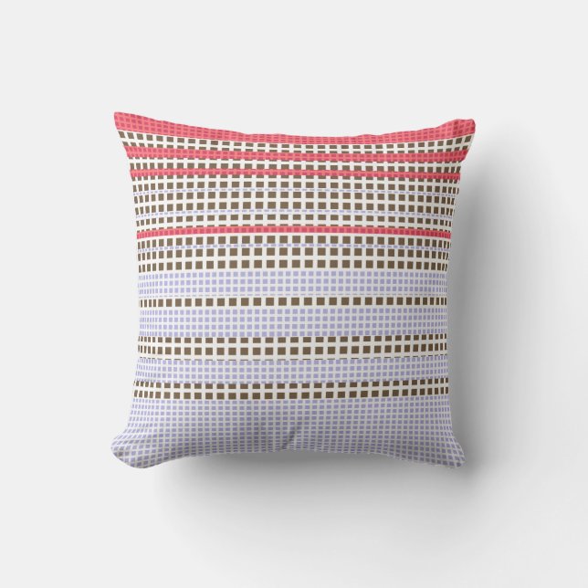 Grey, pink, brown, plaid cushion (Front)