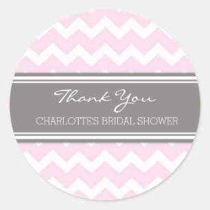 Grey Pink Chevron Bridal Shower Favour Tags