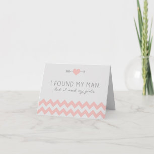 Grey & Pink Chevron Maid of Honour Request Card