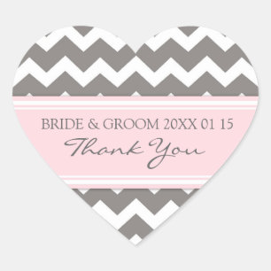 Grey Pink Chevron Thank You Wedding Favour Tags