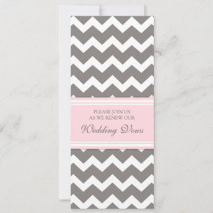 Grey Pink Chevron Wedding Vow Renewal Invitation