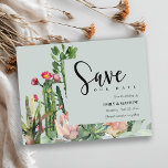 GREY PINK FLORAL DESERT CACTI FAUNA SAVE THE DATE ANNOUNCEMENT POSTCARD<br><div class="desc">A perfect wedding collection for those looking for a tastefully done, elegant vibrant cactus theme. The cacti and succulent foliage designs are hand painted in watercolor. Personalise it with your name, your wedding date, and be sure to include a special message. Lots of designs to choose from and lots of...</div>