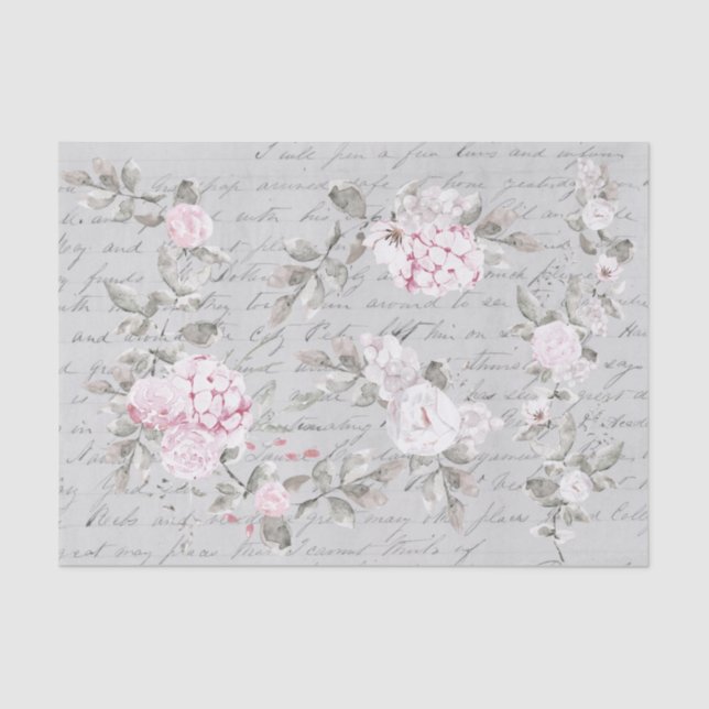 grey pink floral tissue paper (Front)