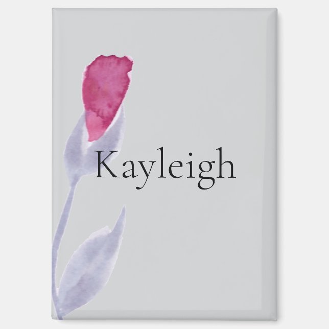 Grey Pink Flower Magnet (Front)