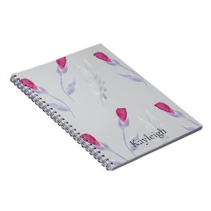 Grey Pink Flowers Notebook