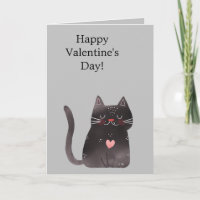 Grey Pink Heart Cat