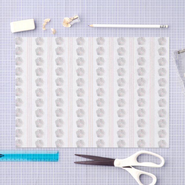 Grey Pink Kitty Cat Paws Birthday Tissue Paper (Craft)