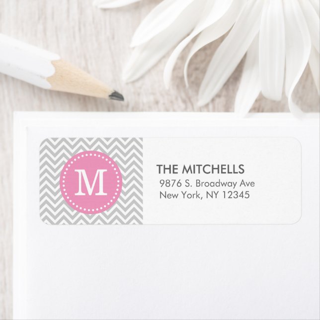 Grey & Pink Modern Chevron Custom Monogram (Insitu)