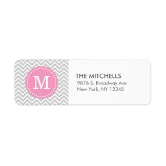 Grey & Pink Modern Chevron Custom Monogram