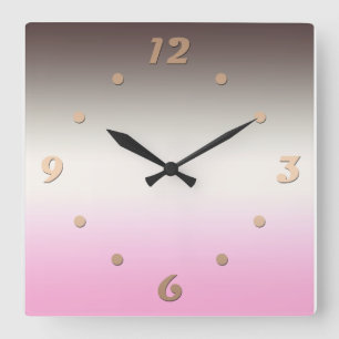 Grey pink Ombre Square Wall Clock