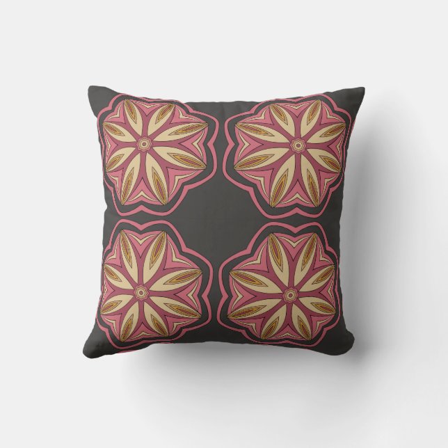 Grey & Pink Reversible Throw Pillow (Back)