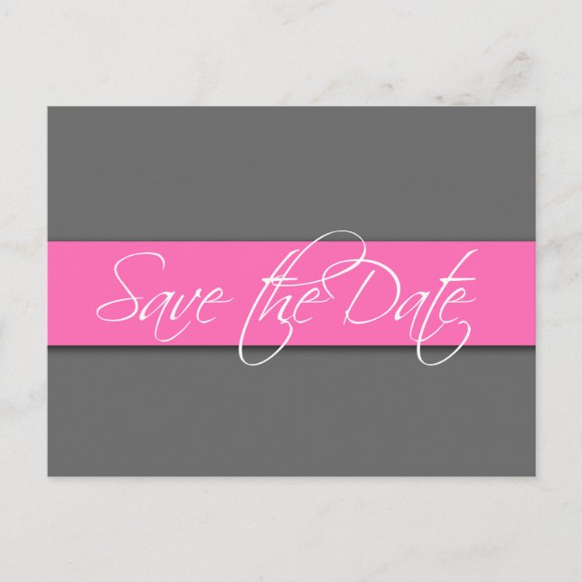Grey Pink Save the Date Postcard (Front)