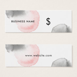 Grey Pink Watercolor Splash White Modern Price Tag