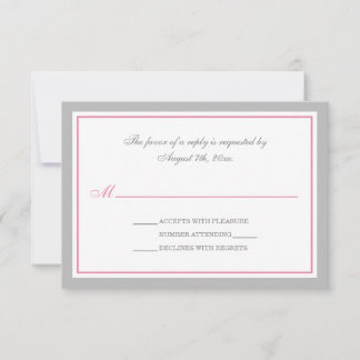 Grey & Pink Wedding Reception RSVP Cards