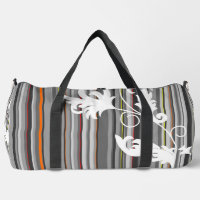 Grey Pinstripe with Flora Detail Print Cut Sew Bag