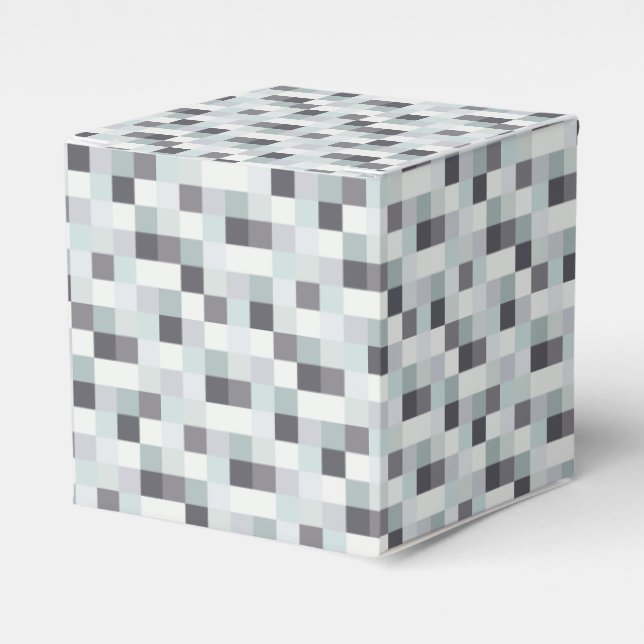 Grey Pixels Pattern Favour Box (Front Side)