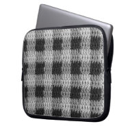 Grey Plaid Artisan Crochet Print Electronics Bag