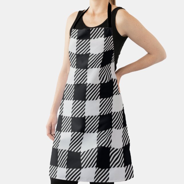 Grey Plaid | Checkers All-Over Print Apron (Insitu)