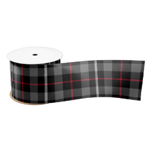 Grey Plaid For Christmas Ribbon Satin Ribbon