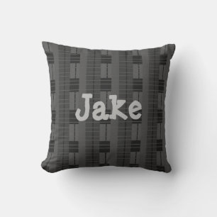 Grey Plaid Monogrammed Cushion