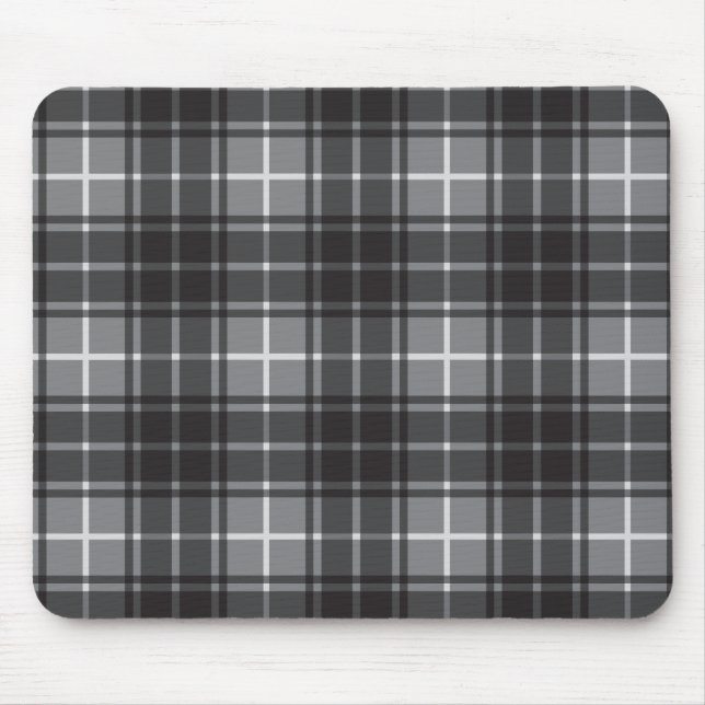 Grey Plaid Mouse Pad (Front)