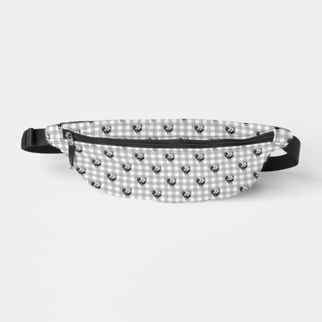 Grey Plaid Roosters Bum Bags (Front)