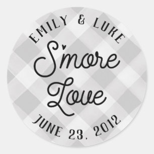 Grey Plaid S'more Love Baby Shower Favour Sticker
