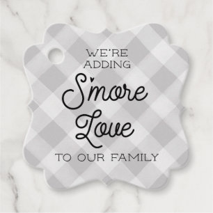 Grey Plaid S'more Love Baby Shower Favour Tags