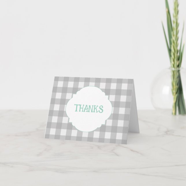 Grey Plaid Thank you Card (Front)