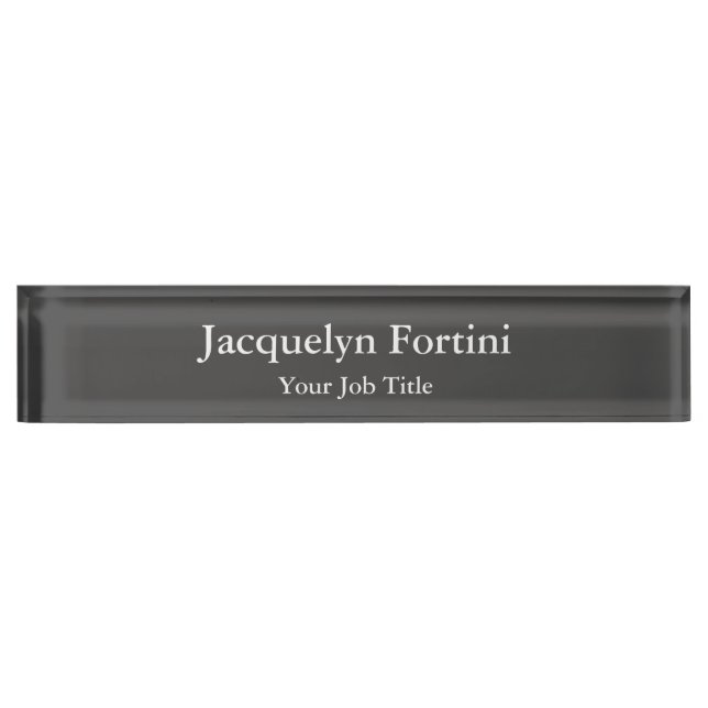 Grey Plain Elegant Modern Minimalist Nameplate (Front)