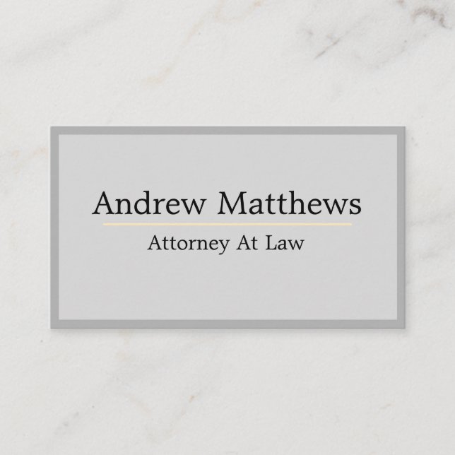 Grey Plain Simple Modern Attorney Law Office Business Card (Front)