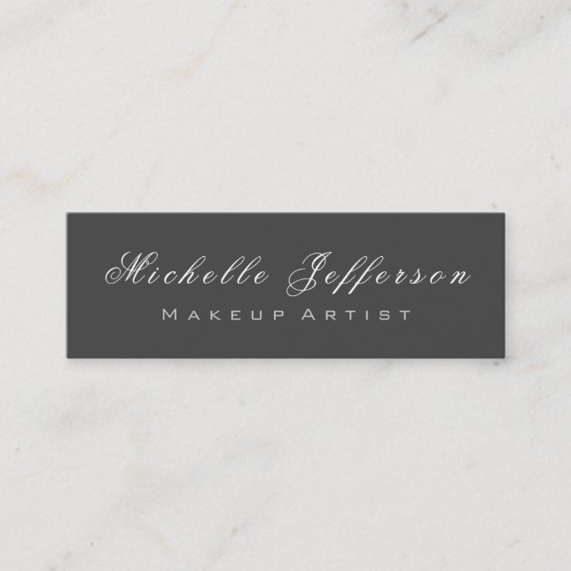 Grey Plain Slim Size Trendy Script Business Card (Front)