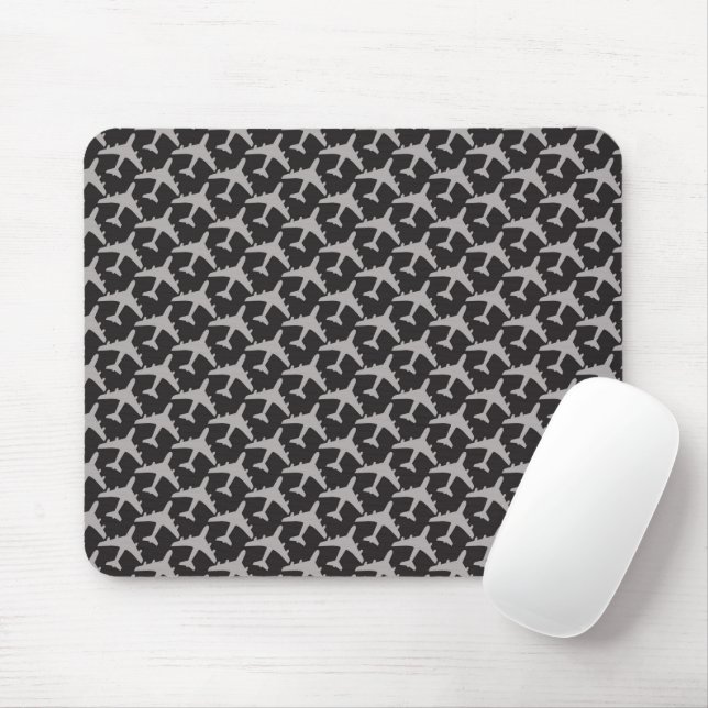 Grey Plane Aeroplanes Pilot Plane Aviation Aviator Mouse Pad (With Mouse)
