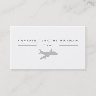 Grey Plane Icon, Flight Steward & Pilot Business Card