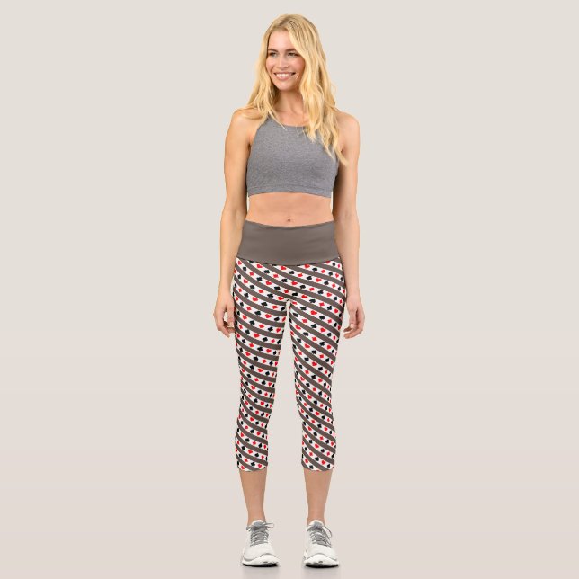 Grey Playing Cards Repeating Pattern Capris (Front)