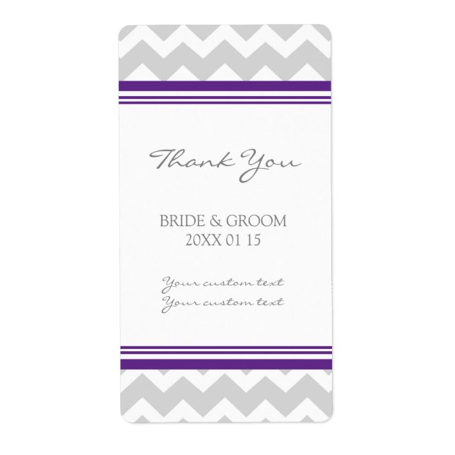 Grey Plum Chevron Wedding Labels (Front)