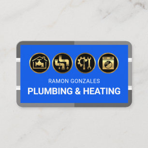 Grey Plumbing Pipe Frame Gold Handyman Tools Business Card