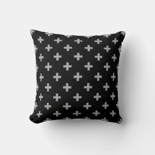 Grey polka crosses on black cushion