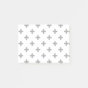 Grey polka crosses on white post-it notes