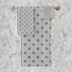 Grey Polka Dot Bath Towel Set